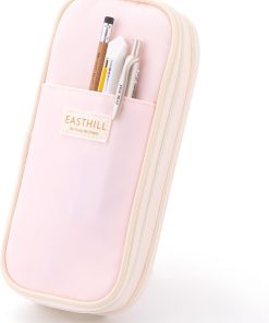 EASTHILL Big Capacity Pencil Case Large Pencil Pouch Stationery Pen Bag for Teen Girls-Pink