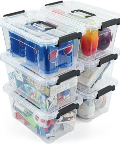 NUMIFUN 7Qt Clear Plastic Storage Bins with Lids.Transparent Design.6 Pack | Stackable organizing totes with buckle latches & handles.Dust-proof clear design for home.office & pantry space saving