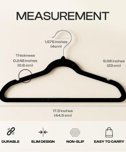 Alternative view of Utopia Home Velvet Hangers 50 Pack – Luxury Non-Slip Slim Hangers Black | Luxury Non-Slip Slim Pant & Coat Hangers. Strong Space-Saving Clothes Hangers with Pants Bar and 360° Swivel Hook